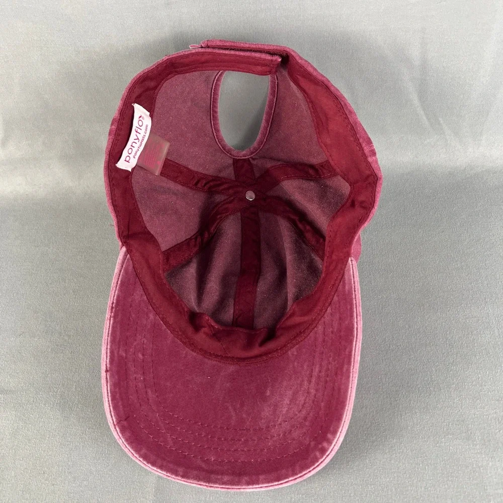 Ponyflo Baseball Cap Mens One Size Maroon Cotton Adjustable Strap Back Casual
